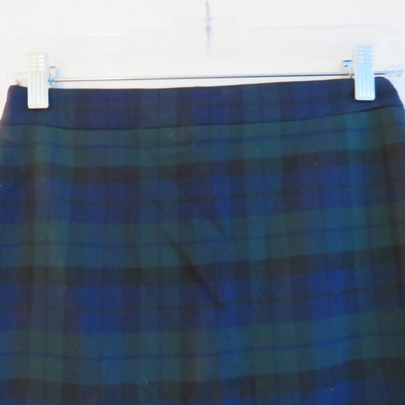 J. CREW The Pencil Skirt Wool Blend in Navy Green Tartan Plaid Preppy Size US 0 - Picture 3 of 13